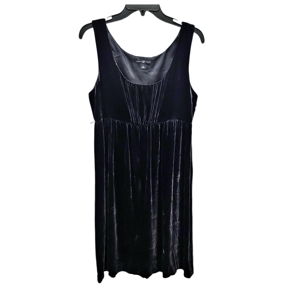 GAP Velvet Babydoll Dress Womens Size 8 M‎ Black Sleeveless Silk Blend Coquette